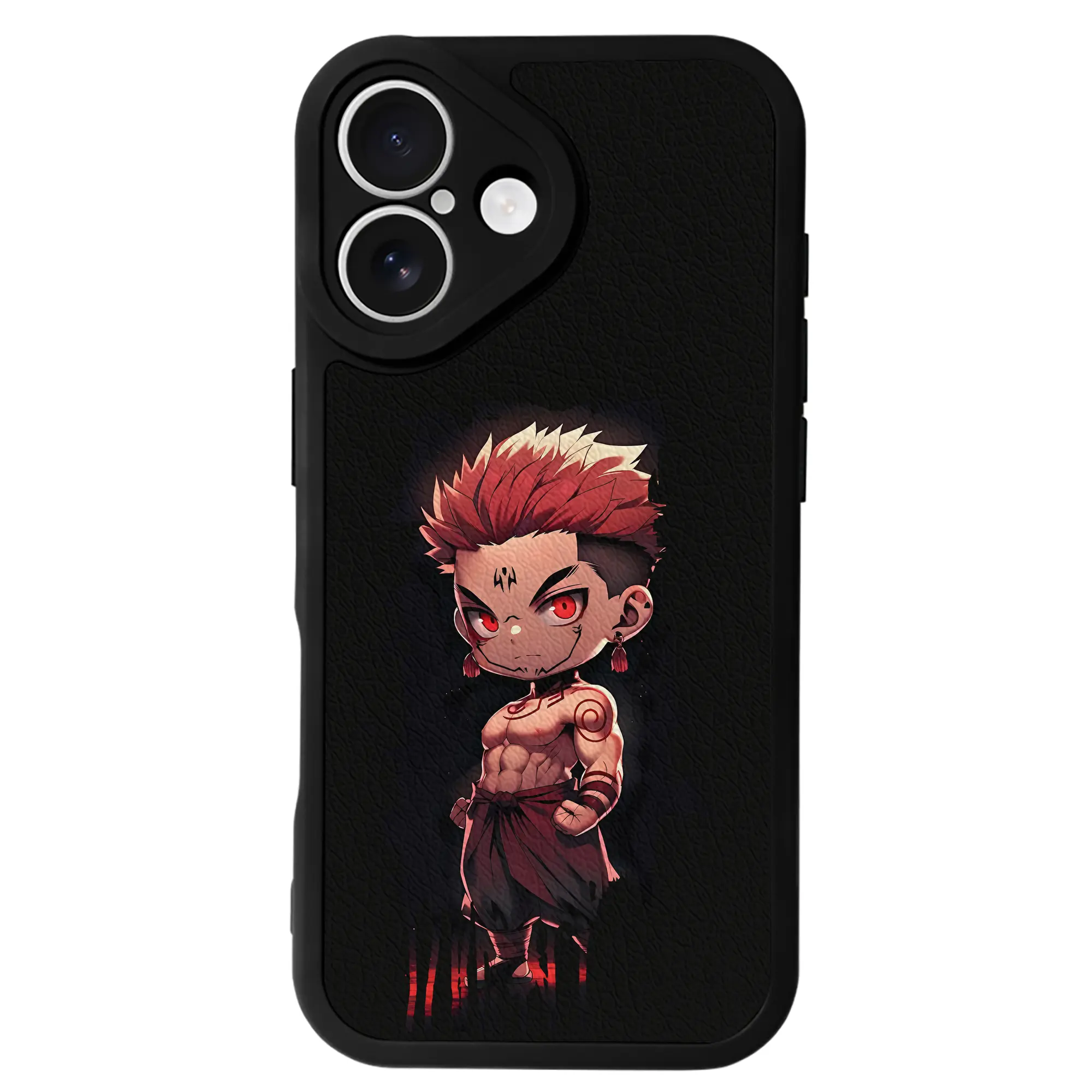 呪術廻戦 グッズ,両面宿儺 - IPhone 16シリーズ対応 ・ シリコンスマホケース ・ レザー調 ・ 高精度フィット ・ 耐衝撃 ・ ワイヤレス充電対応 ・ 精密カット